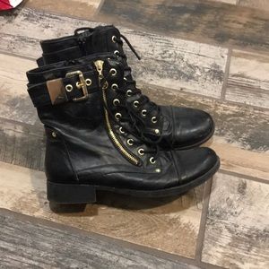 Black combat boots
